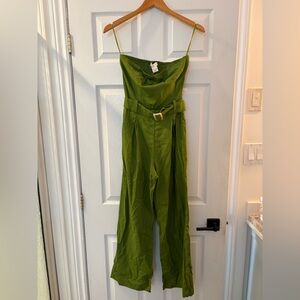 Monteau Olive Belted Jumpsuit